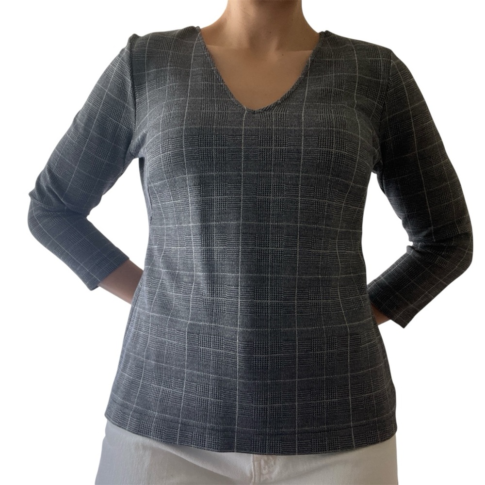 Ann Taylor Gray Checkered Blouse